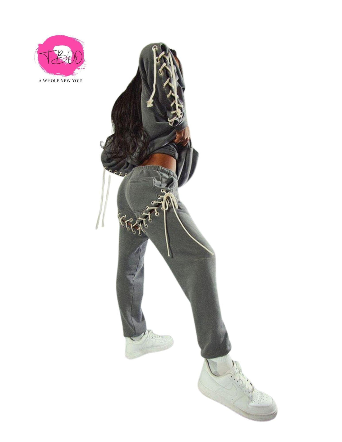 T-BOO 2 Piece Set Hoodie and Pants Ser Casual Sporty Pocket Pullover