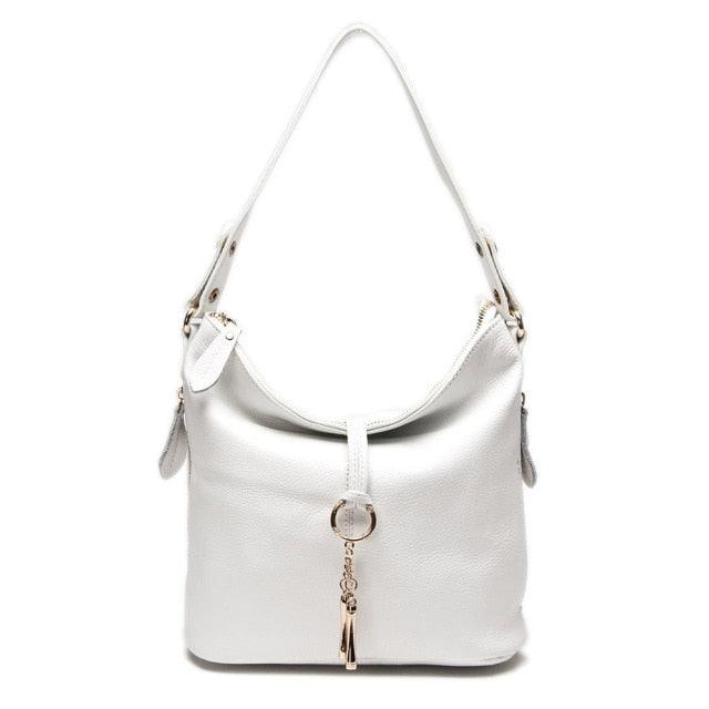 New Fashion 100% Genuine Leather Shoulder Bag Metal Tassel Crossbody Messenger Handbag