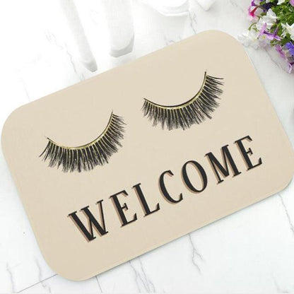 Rose Gold Trendy Glitter EyeLash Welcome Door Mat Home Decor Beauty Rug Carpet Sparkly Makeup Rubber Doormat Rug Carpet