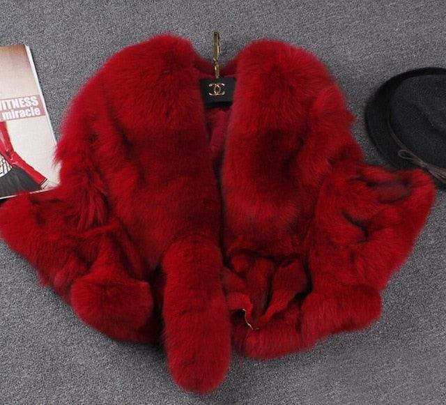 REAL Fox Fur Coat Short female 2020 Winter New Fur Shawl Jacket