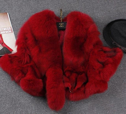 REAL Fox Fur Coat Short female 2020 Winter New Fur Shawl Jacket