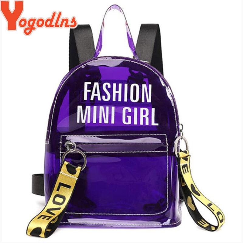 Women Mini Size Clear Transparent Backpack Student School Backpack Travel Bag Mochila Feminia