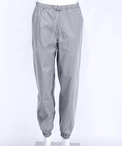 Women Fashion Tracksuit 2 Piece Set Reflective Hip Hop Crop Top Pants Loose Zipper Jacket Matching Sets Plus Size