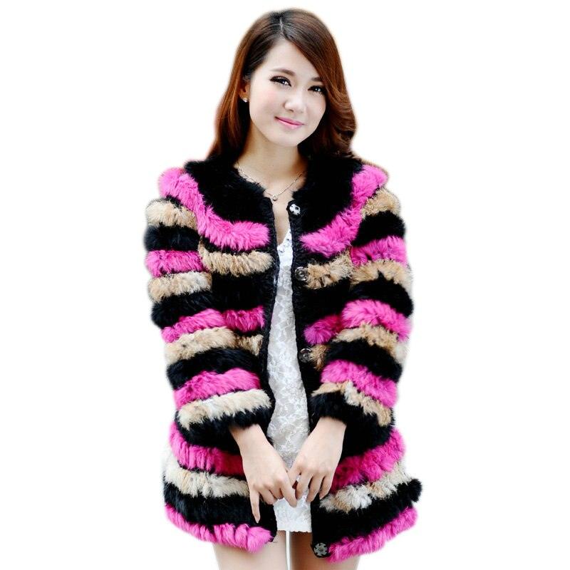 Women Rabbit Fur Coat small knitted rabbit fur women&