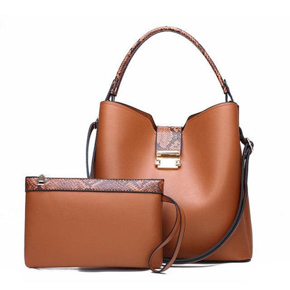 Women High Quality Fashion Leather Handbags Clutches Hand Bag Sets Large Shoulder Bag
