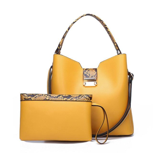 Women High Quality Fashion Leather Handbags Clutches Hand Bag Sets Large Shoulder Bag