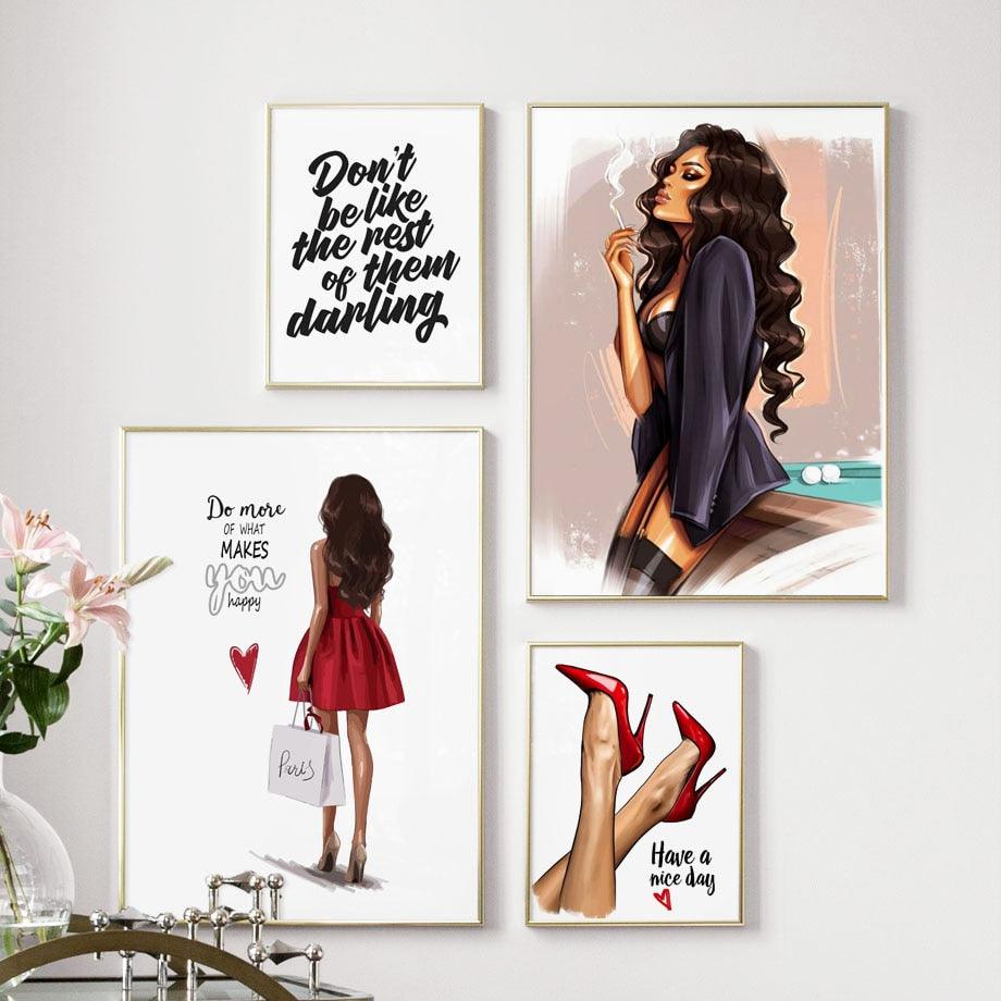 Wall Art Print Canvas Red High Heels Girl Painting Nordic Canvas Posters And Prints Wall Pictures For Living Room Decor