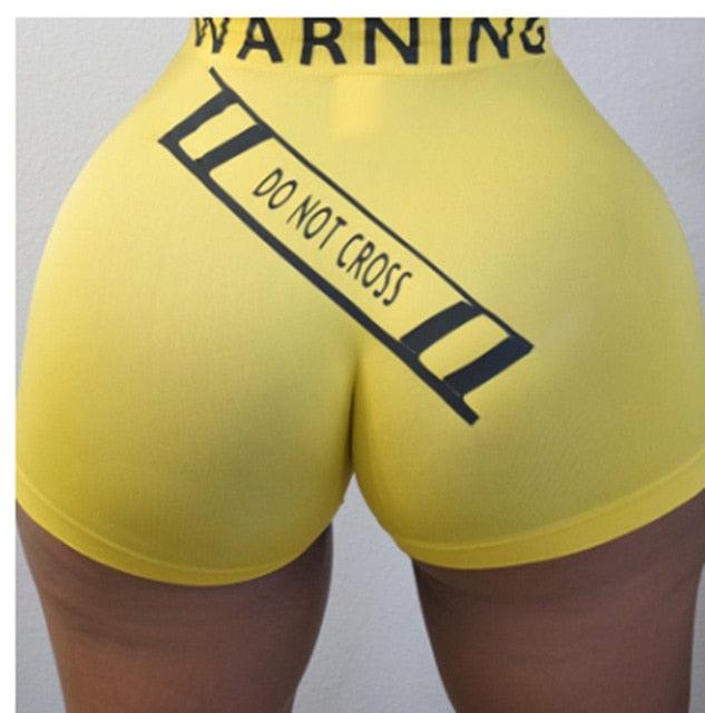 Summer Sexy Female Running Sport Workout Short  Solid Color Skinny Fitness Letter Print Casual Shorts Bottom