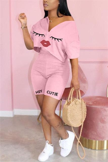 Akiihool Two Piece Short Set 2 Piece Outfits for Women Shorts Set Casual Suit Sweatsuit Sportswear Casual Tracksuit (Hot Pink,XL), Women's