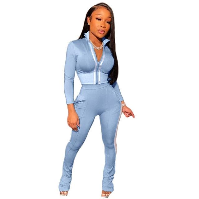 Women Two PieceJogging Set Tracksuit Crop Top And Pants Sweat Suit Lounge Wear Outfits 2 Pcs Matching Sets