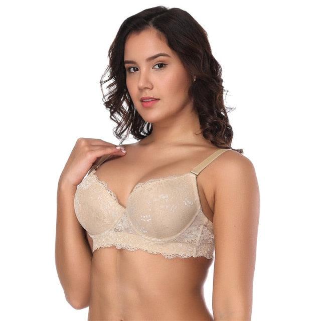 Women Lace brassiere Bras Adjusted-straps Underwire Plus Size Bra 85E 90D 90E Lace Bralette Biustonosz Women Lingerie