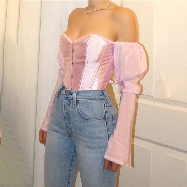 White Off Shoulder Tops Women Party Night Strapless Bow Tassel Tee Shirt Elegant Slash Neck Tops Mujer