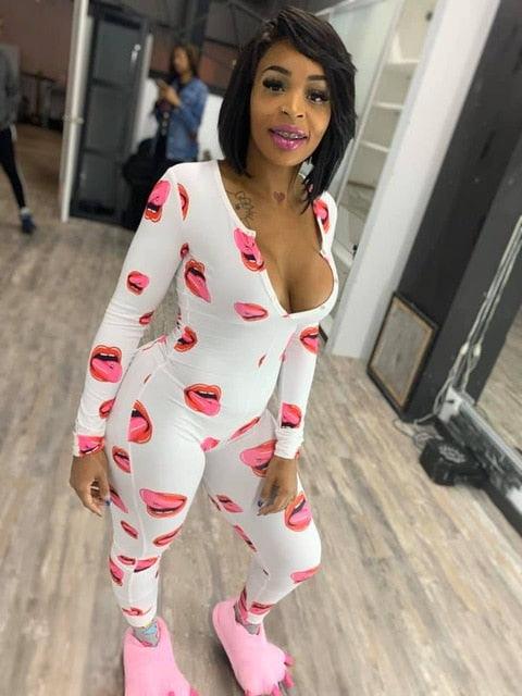 Womens Sexy Onesies Jumpsuit Sleepwear long Sleeve V Neck Bodycon Jumpsuit Bodysuit Romper Sexy Overalls