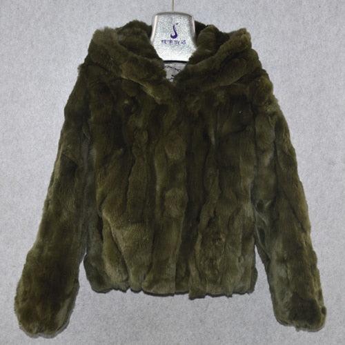 Women Hooded Real Rex Rabbit Fur Coat Real Rex Rabbit Fur Jacket Real Natural Rex Rabbit Fur Overcoat Retail Wholesale