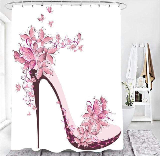 Shower Curtains Set Red High Heels Print Sexy Lady Style Waterproof Bath Mats Rugs for Bathroom Soft Lid Cover Home Decoration
