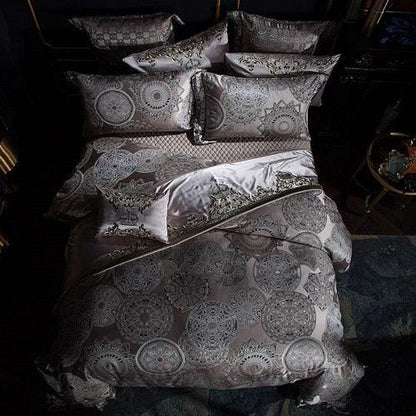 Luxury Satin Cotton Bedding set Golden Silver 104X90in Oversize  Queen King Doona Duvet cover Bed sheet Bedspread Pillowcase