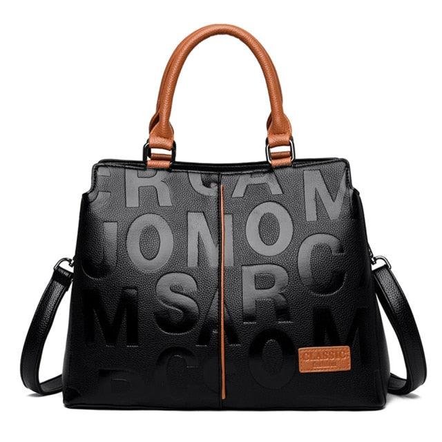 Ladies Quality Leather Letter Shoulder Bags for Women 2021 Luxury Handbags Women Bags Designer Fashion Large Capacity Tote Bag
