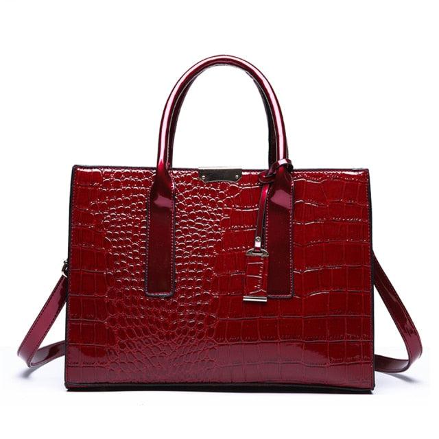 Pantent Leather Women Messenger Bags Crocodile Female Crossbody Shoulder Hand bags For Women 2021 High Quality Ladies Handbags