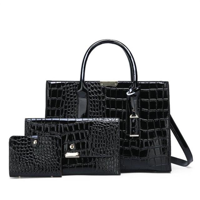 Pantent Leather Women Messenger Bags Crocodile Female Crossbody Shoulder Hand bags For Women 2021 High Quality Ladies Handbags