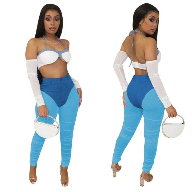 See Through Women Trousers Skinny Pencil Pants Zipper Fly Slim Bottoms Fitness 2021 Summer Streetwear Outfits Workout Activewear