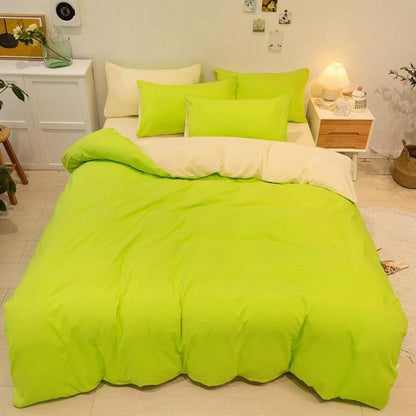 Reversible Bedding Set Soft Breathable Simple style with Zipper Twin Full Queen King 3/4Pcs Comforter Cover Bedsheet Pillowcases