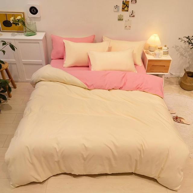 Reversible Bedding Set Soft Breathable Simple style with Zipper Twin Full Queen King 3/4Pcs Comforter Cover Bedsheet Pillowcases