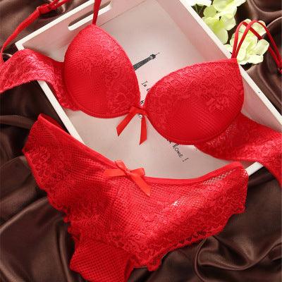 Fashion fashion lace sexy thin deep V-neck push up underwear hot-selling vintage solid color bra set