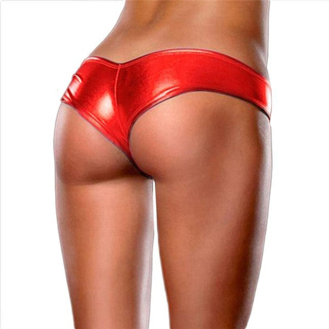 Solid Women G-String Sexy Underwear Women Bare Imitation Leather Underpants Lingerie Lady Thongs calcinha