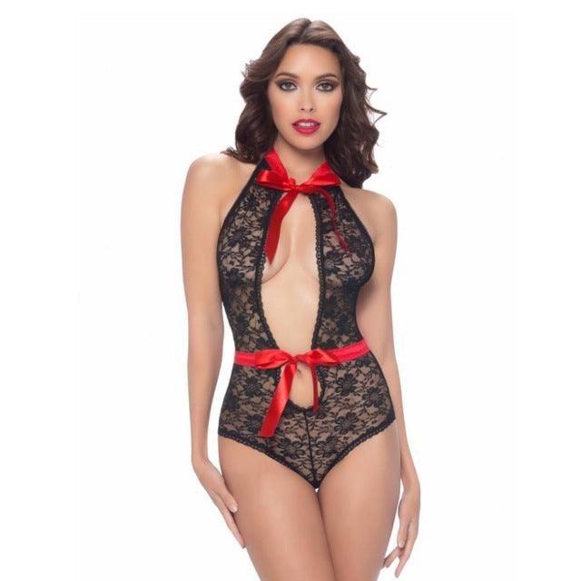 Sexy Lingerie Hot Black/Red Lace Floral Dress Stylish Underwear Sexy Teddy Baby Dolls Lenceria Sexy Costumes