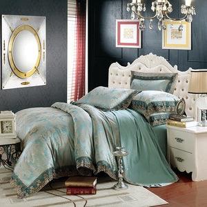 TBOO Jacquard Bedding Sets 4pc Queen/King size Duvet Cover Set Silk Cotton blend Fabric luxury Bedlinen