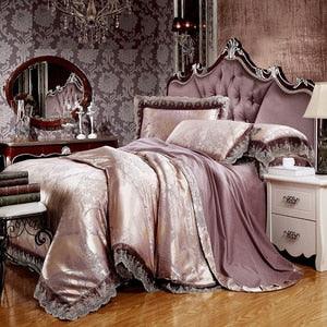 TBOO Jacquard Bedding Sets 4pc Queen/King size Duvet Cover Set Silk Cotton blend Fabric luxury Bedlinen