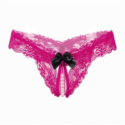 T-BOO Women Thongs And G Strings With Pearls Tangas Women Sexy Panties Sexy Underwear Lace Bow Briefs Erotic Transparent Panties