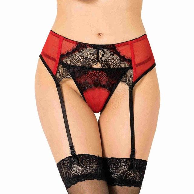 Women Black Red Underwear Plus Size Stocking Belt Mid Waist Strumpfband Ligueros Sexy Belt Lingerie Suspender Lace Garter