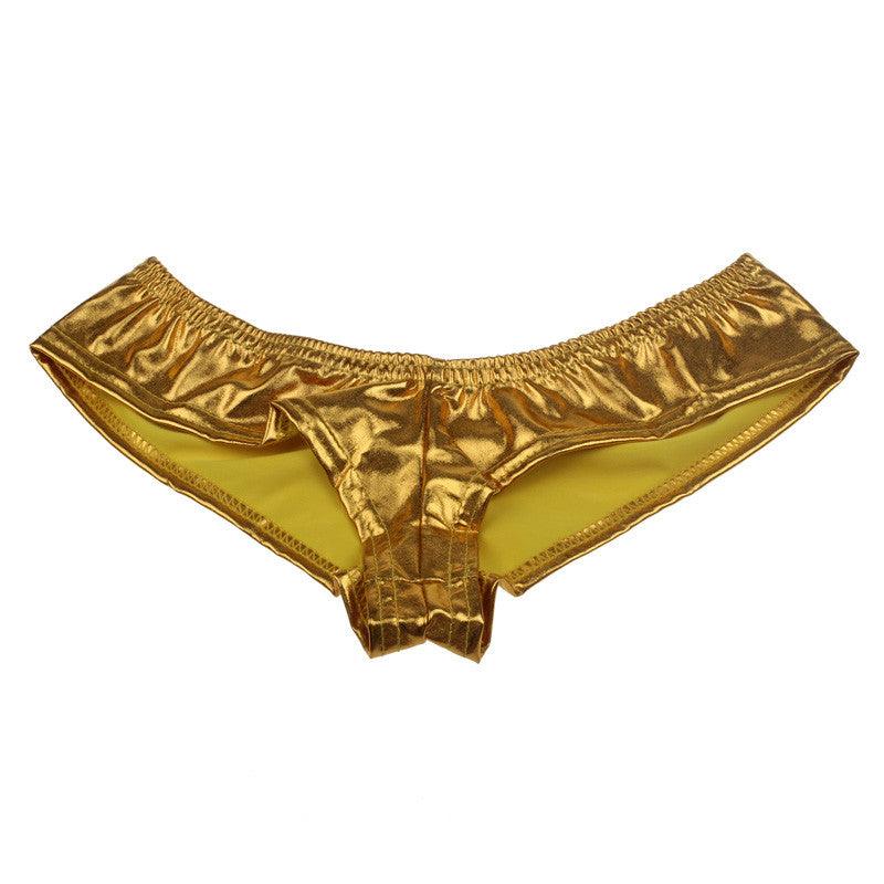 Women Sexy Gold Lingerie Ladies Glossy Leather Underwear