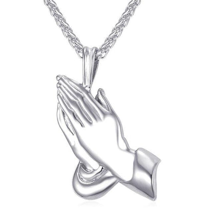 The Praying Hands Pendants & Necklaces Brother Gift Black/Gold Color Stainless Steel Hip Hop Men Chain Jewelry