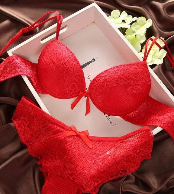 Women Sexy Solid Bra Lace Bra&amp;Panty Set Cotton Embroidery Underwear Lingerie Sets Corset Underpants Women Nipple Cover 2017