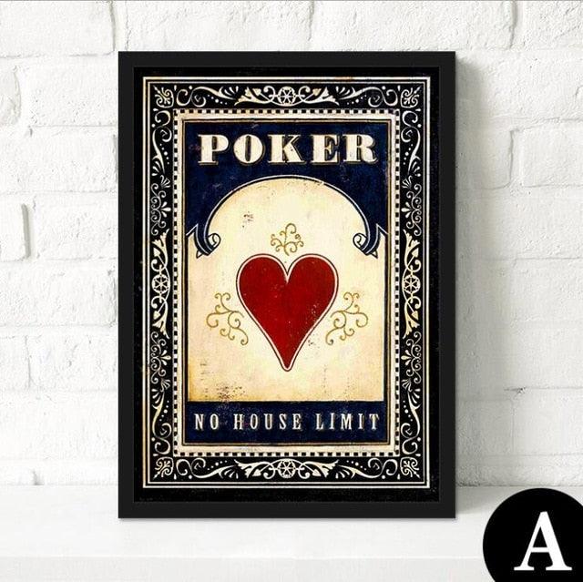 Personality Retro Oil Painting Poker and Sex Girl Canvas Painting Las Vegas Poster and Prints Wall Pictures No Frame