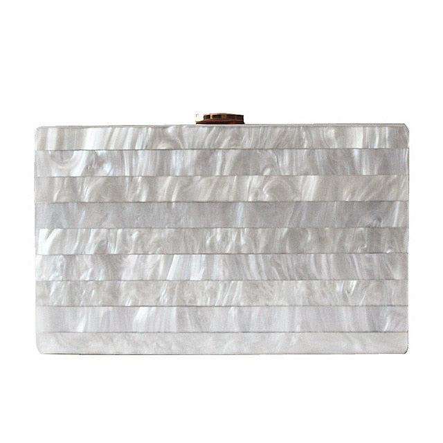 Women Evening Clutch Marble Striped Handbag Elegant Wallet Fashion Acrylic handbag bolsa feminina
