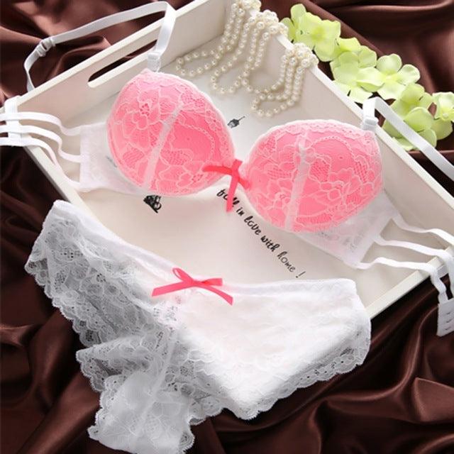 Women Original New French sexy lace adjustable underwearand bra set