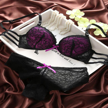 Women Original New French sexy lace adjustable underwearand bra set