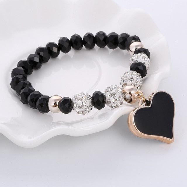 TBOO Crystal Bracelet & Bangle Elastic Heart Bracelets For Women Handmade Rhinestone Beads pulseira masculina Boho Jewelry