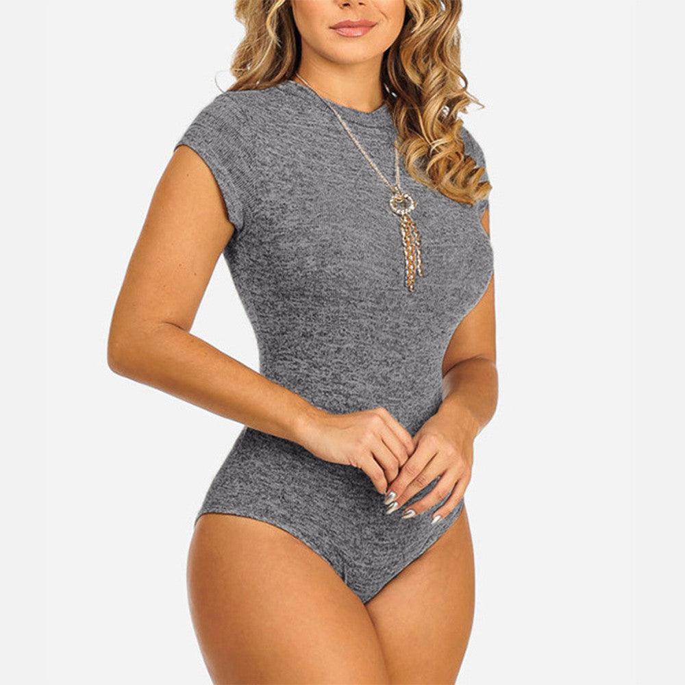 Women Backless Sexy Short Sleeve Bandage Skinny Sleepwear Bodysuits Jumpsuit
