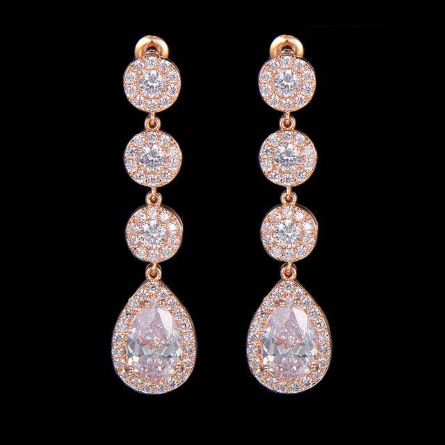 Top CZ Paved Sweet Dangle Drop Earrings For Women Classic Jewelry Wedding Party Fashion Jewelry