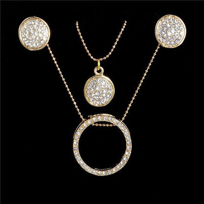 Golden Plated Jewelry Sets For Women Luxury Wedding Bridal Rhinestone Gem Jewelry Set Opal Cat&