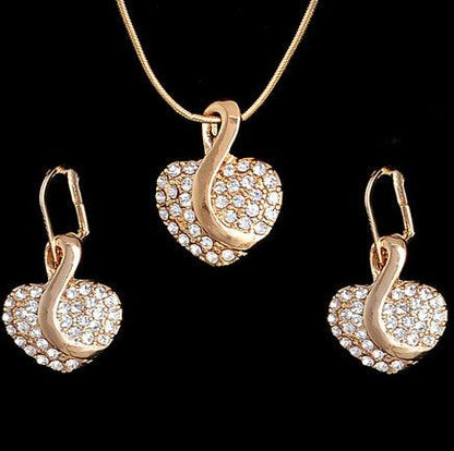 Golden Plated Jewelry Sets For Women Luxury Wedding Bridal Rhinestone Gem Jewelry Set Opal Cat's Eye Necklace Earrings Set