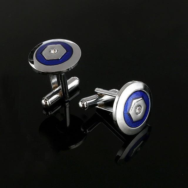 Simple Style Black Rectangle Cufflinks Mens Shirt Cuff Button Christmas Gifts for Men Silver Plated Cuff link gemelos