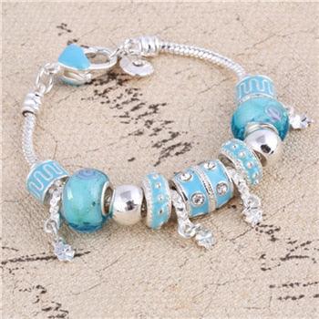 TBOO Pink Crystal Charm Silver Bracelets & Bangles for Women With Aliexpress Murano Beads Silver Bracelet Femme Love  Jewelry