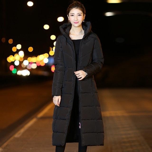 Woman Winter Coat Down Parka Plus Size Long Warm Hooded Coat