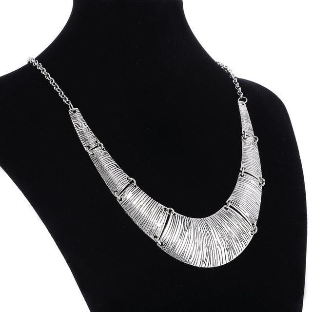 Jewelry wholesale Vintage Antient Gold Silver Leaf Pendant Statement Necklace For Woman New collar necklaces &amp; pendants