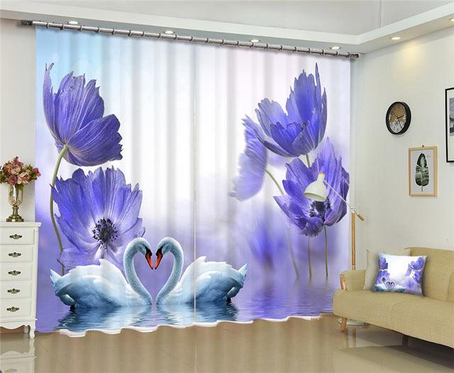 Modern window curtains home decoration fashion fabrics for curtains living room 3D flowers window treatment balcony